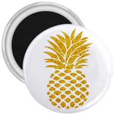 Pineapple Glitter Gold Yellow Fruit 3  Magnets
