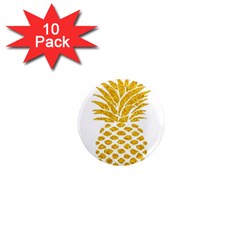 Pineapple Glitter Gold Yellow Fruit 1  Mini Magnet (10 Pack)  by Alisyart