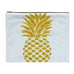 Pineapple Glitter Gold Yellow Fruit Cosmetic Bag (XL) Front