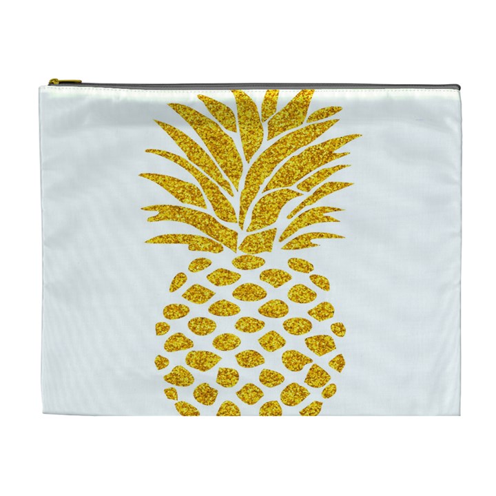 Pineapple Glitter Gold Yellow Fruit Cosmetic Bag (XL)