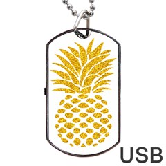 Pineapple Glitter Gold Yellow Fruit Dog Tag Usb Flash (one Side)