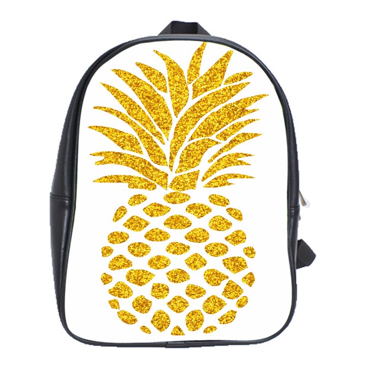 Pineapple Glitter Gold Yellow Fruit School Bags (XL) 