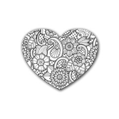 These Flowers Need Colour! Rubber Coaster (heart) 