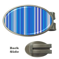 Color Stripes Blue White Pattern Money Clips (oval)  by Simbadda