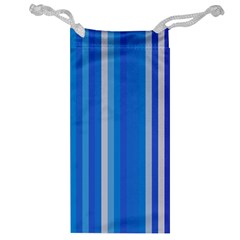 Color Stripes Blue White Pattern Jewelry Bag by Simbadda