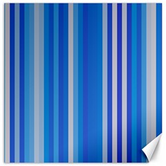 Color Stripes Blue White Pattern Canvas 12  X 12   by Simbadda