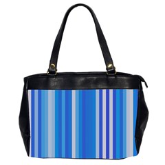 Color Stripes Blue White Pattern Office Handbags (2 Sides) 