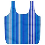 Color Stripes Blue White Pattern Full Print Recycle Bags (L)  Front