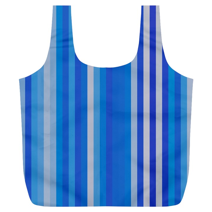 Color Stripes Blue White Pattern Full Print Recycle Bags (L) 