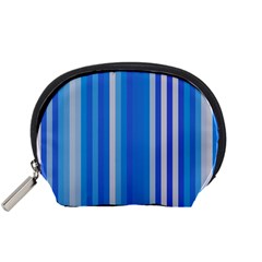 Color Stripes Blue White Pattern Accessory Pouches (small)  by Simbadda