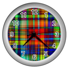 Abstract Color Background Form Wall Clocks (silver) 