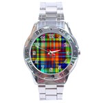 Abstract Color Background Form Stainless Steel Analogue Watch Front