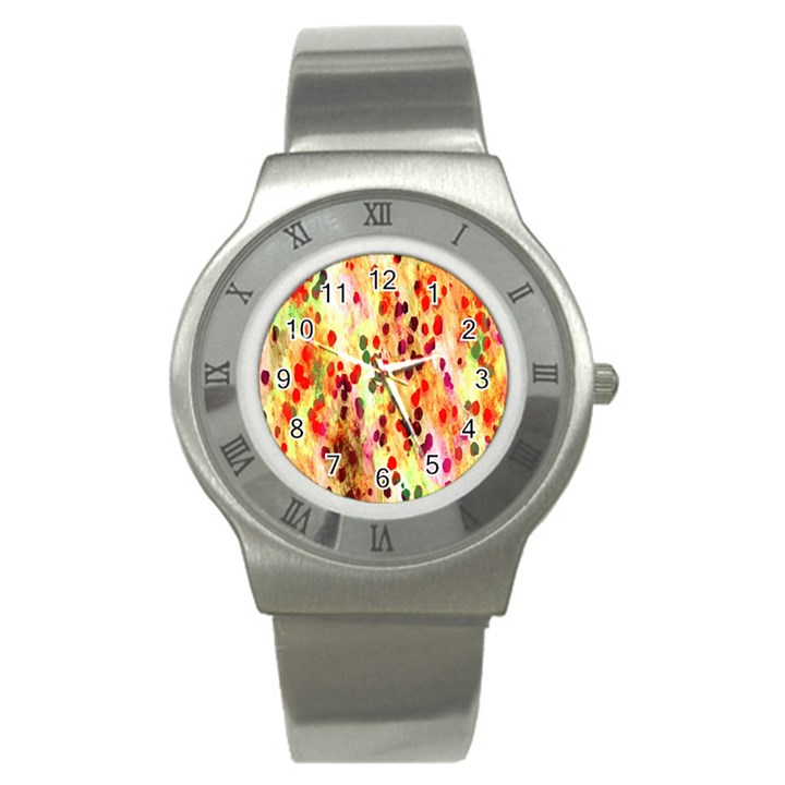 Background Color Pattern Abstract Stainless Steel Watch