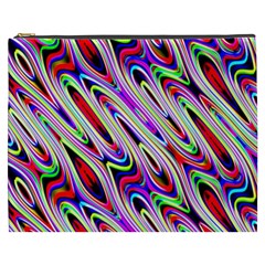 Multi Color Wave Abstract Pattern Cosmetic Bag (xxxl)  by Simbadda