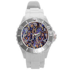 Pattern Color Design Texture Round Plastic Sport Watch (L)