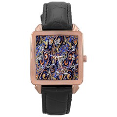 Pattern Color Design Texture Rose Gold Leather Watch 