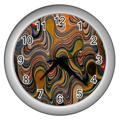 Swirl Colour Design Color Texture Wall Clocks (silver)  by Simbadda