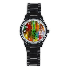 Color Abstract Background Textures Stainless Steel Round Watch