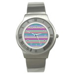 Backgrounds Pattern Lines Wall Stainless Steel Watch Front