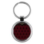 Elegant Black And Red Damask Antique Vintage Victorian Lace Style Key Chains (Round)  Front