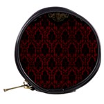 Elegant Black And Red Damask Antique Vintage Victorian Lace Style Mini Makeup Bags Back