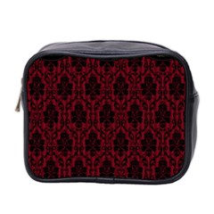 Elegant Black And Red Damask Antique Vintage Victorian Lace Style Mini Toiletries Bag 2-side