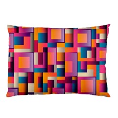 Abstract Background Geometry Blocks Pillow Case by Simbadda