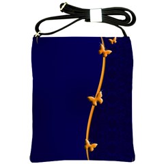 Greeting Card Invitation Blue Shoulder Sling Bags by Simbadda