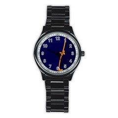 Greeting Card Invitation Blue Stainless Steel Round Watch by Simbadda