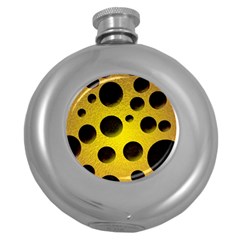 Background Design Random Balls Round Hip Flask (5 Oz)