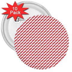 Pattern Red White Background 3  Buttons (10 Pack)  by Simbadda