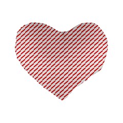 Pattern Red White Background Standard 16  Premium Flano Heart Shape Cushions by Simbadda