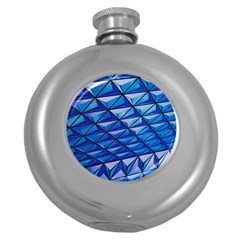 Lines Geometry Architecture Texture Round Hip Flask (5 Oz) by Simbadda