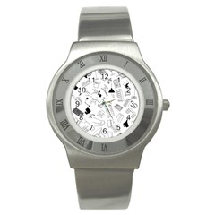 Furniture Black Decor Pattern Stainless Steel Watch by Simbadda