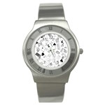 Furniture Black Decor Pattern Stainless Steel Watch Front