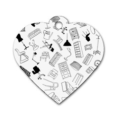 Furniture Black Decor Pattern Dog Tag Heart (one Side) by Simbadda