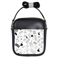 Furniture Black Decor Pattern Girls Sling Bags by Simbadda