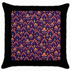 Abstract Background Floral Pattern Throw Pillow Case (black) by Simbadda