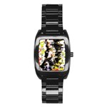 Canvas Acrylic Digital Design Stainless Steel Barrel Watch Front