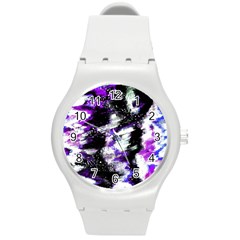 Canvas Acrylic Digital Design Round Plastic Sport Watch (m) by Simbadda