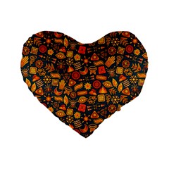 Pattern Background Ethnic Tribal Standard 16  Premium Heart Shape Cushions by Simbadda