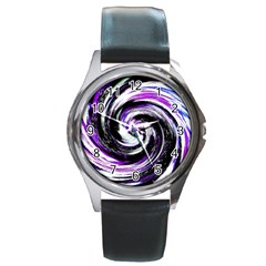 Canvas Acrylic Digital Design Round Metal Watch by Simbadda