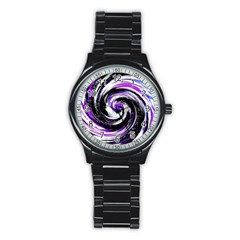 Canvas Acrylic Digital Design Stainless Steel Round Watch