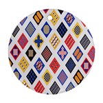 Plaid Triangle Sign Color Rainbow Ornament (Round) Front