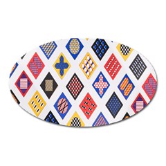 Plaid Triangle Sign Color Rainbow Oval Magnet by Alisyart