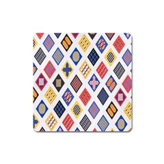 Plaid Triangle Sign Color Rainbow Square Magnet by Alisyart