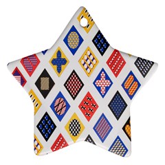 Plaid Triangle Sign Color Rainbow Star Ornament (two Sides)