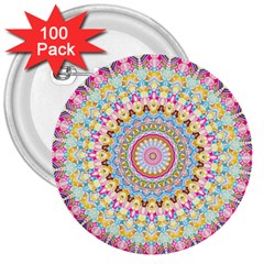 Kaleidoscope Star Love Flower Color Rainbow 3  Buttons (100 Pack)  by Alisyart