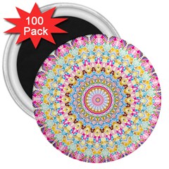 Kaleidoscope Star Love Flower Color Rainbow 3  Magnets (100 Pack) by Alisyart