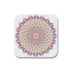 Kaleidoscope Star Love Flower Color Rainbow Rubber Square Coaster (4 Pack) 